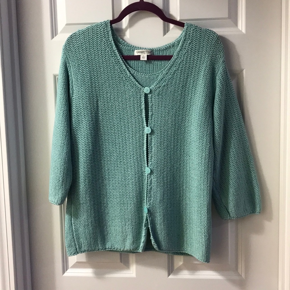 Ladies cotton knit sweater set.